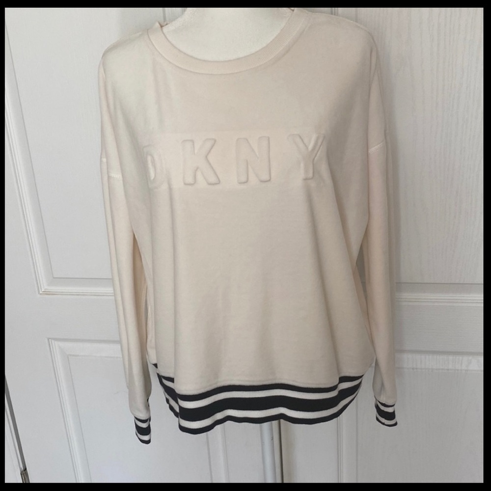 DKNY oversized sweater, sport velour embossed logo, size large - Picture 5 of 7